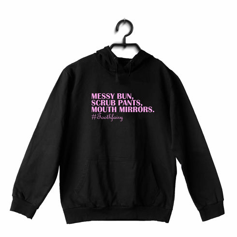 Quirkipedia Messy Bun Scrub Pants Mouth Mirrors Dentists Dentist, Medicine, Hooded SweatShirts